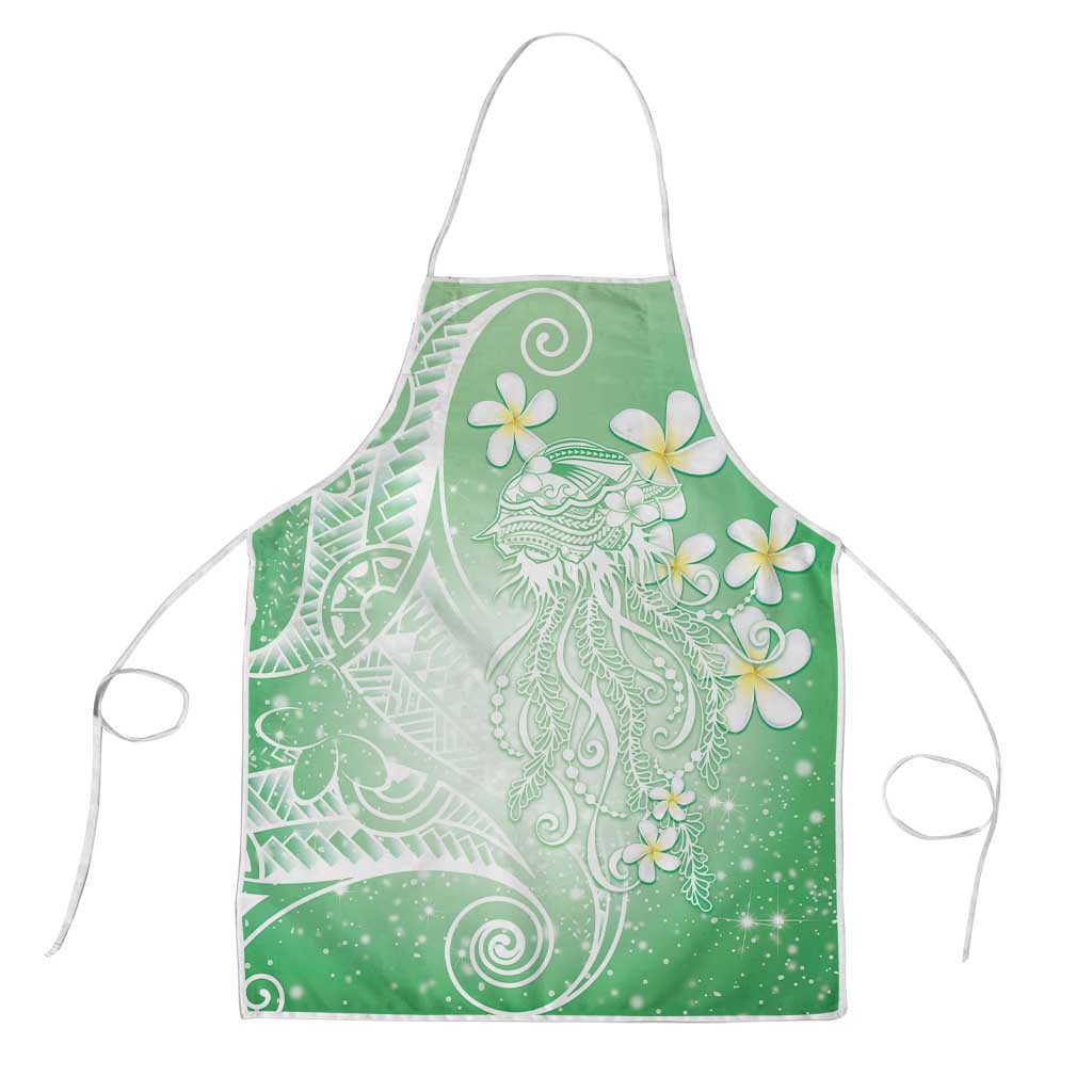 Polynesian Jellyfish Apron With Plumeria Green LT05 Green - Polynesian Pride