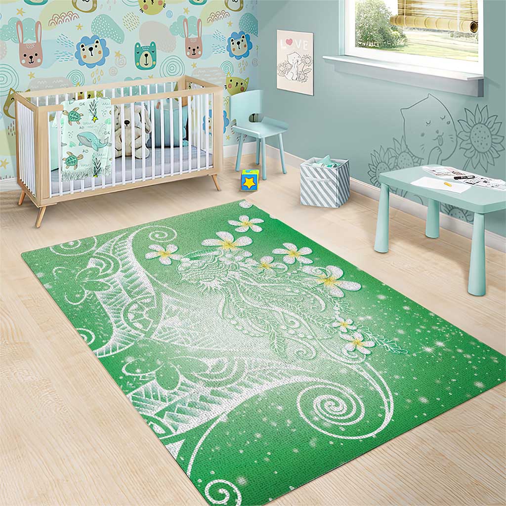 Polynesian Jellyfish Area Rug With Plumeria Green LT05 - Polynesian Pride