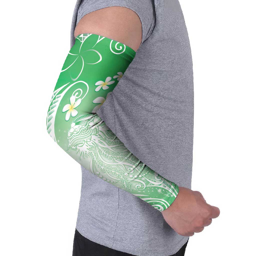 Polynesian Jellyfish Arm Sleeves With Plumeria Green LT05 - Polynesian Pride