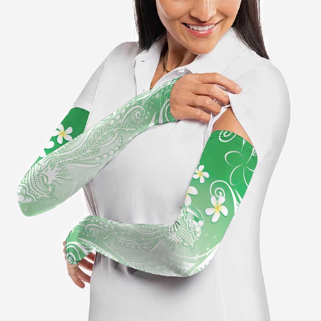 Polynesian Jellyfish Arm Sleeves With Plumeria Green LT05 - Polynesian Pride