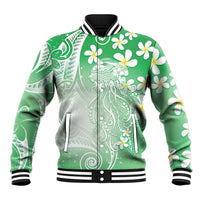 Polynesian Jellyfish Baseball Jacket With Plumeria Green LT05 Unisex Green - Polynesian Pride