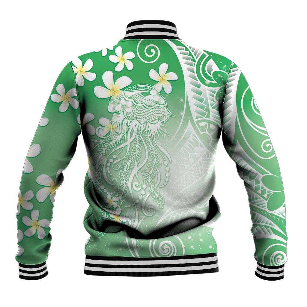 Polynesian Jellyfish Baseball Jacket With Plumeria Green LT05 - Polynesian Pride