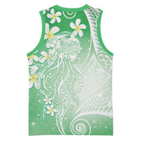 Polynesian Jellyfish Basketball Jersey With Plumeria Green LT05 - Polynesian Pride