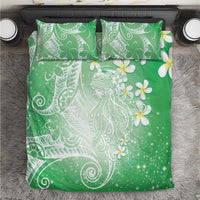 Polynesian Jellyfish Bedding Set With Plumeria Green LT05 Green - Polynesian Pride