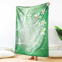Polynesian Jellyfish Blanket With Plumeria Green LT05 - Polynesian Pride