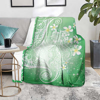 Polynesian Jellyfish Blanket With Plumeria Green LT05 - Polynesian Pride