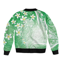 Polynesian Jellyfish Bomber Jacket With Plumeria Green LT05 - Polynesian Pride