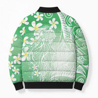 Polynesian Jellyfish Bomber Puffer Jacket With Plumeria Green LT05 - Polynesian Pride