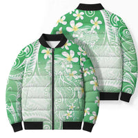 Polynesian Jellyfish Bomber Puffer Jacket With Plumeria Green LT05 - Polynesian Pride