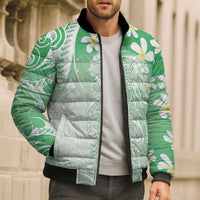 Polynesian Jellyfish Bomber Puffer Jacket With Plumeria Green LT05 - Polynesian Pride