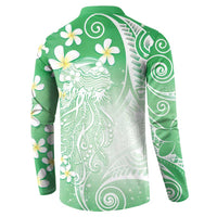 Polynesian Jellyfish Button Sweatshirt With Plumeria Green LT05 - Polynesian Pride