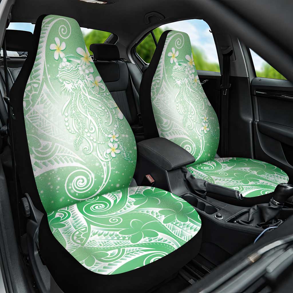 Polynesian Jellyfish Car Seat Cover With Plumeria Green LT05 One Size Green - Polynesian Pride