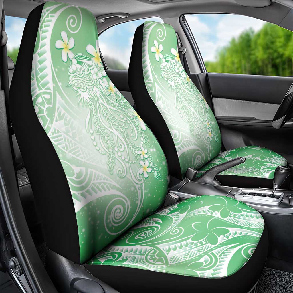 Polynesian Jellyfish Car Seat Cover With Plumeria Green LT05 - Polynesian Pride