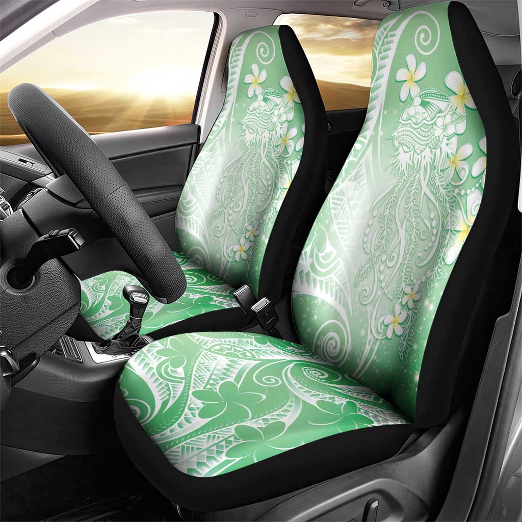 Polynesian Jellyfish Car Seat Cover With Plumeria Green LT05 - Polynesian Pride