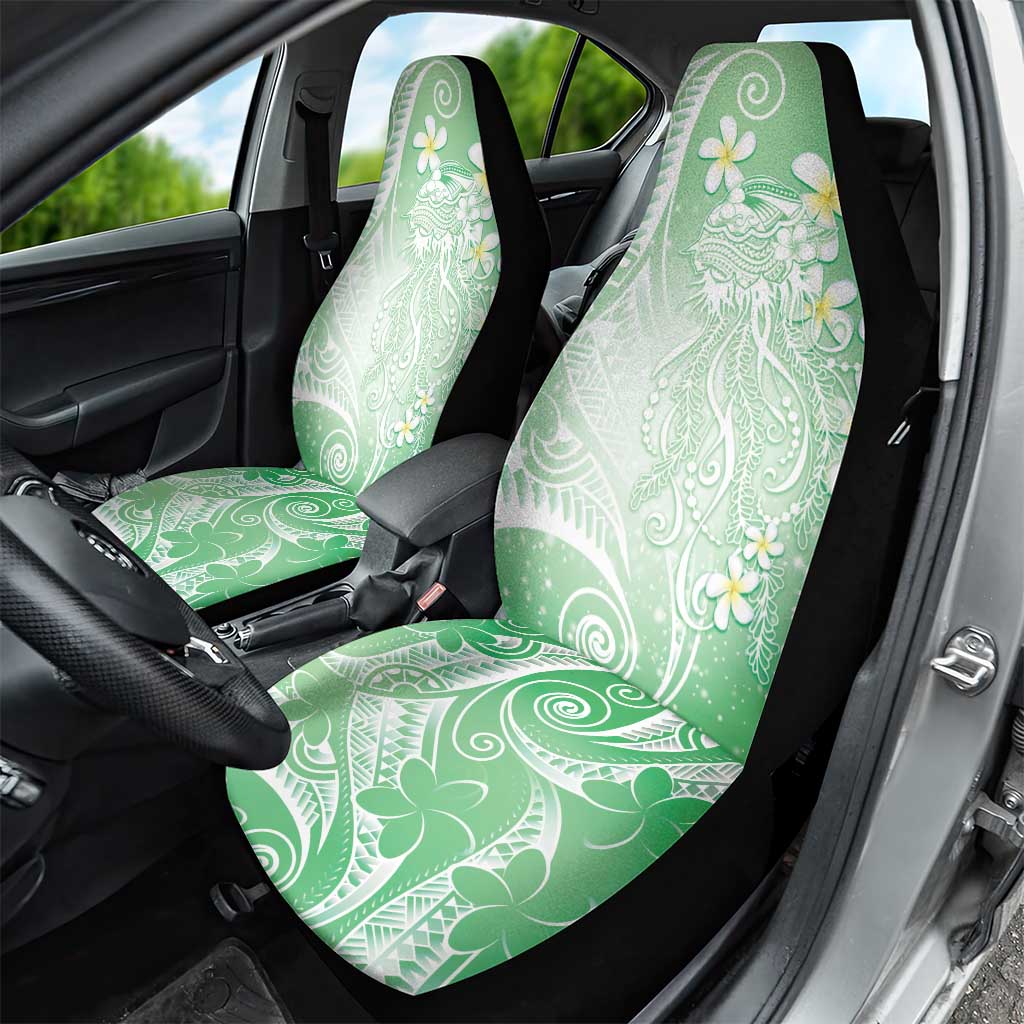 Polynesian Jellyfish Car Seat Cover With Plumeria Green LT05 - Polynesian Pride