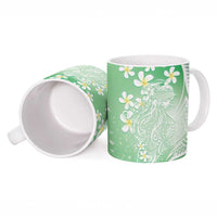 Polynesian Jellyfish Ceramic Mug With Plumeria Green LT05 - Polynesian Pride