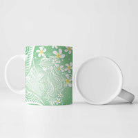 Polynesian Jellyfish Ceramic Mug With Plumeria Green LT05 - Polynesian Pride