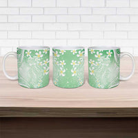 Polynesian Jellyfish Ceramic Mug With Plumeria Green LT05 - Polynesian Pride