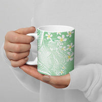 Polynesian Jellyfish Ceramic Mug With Plumeria Green LT05 - Polynesian Pride