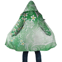 Polynesian Jellyfish Cloak With Plumeria Green LT05 Unisex Green - Polynesian Pride