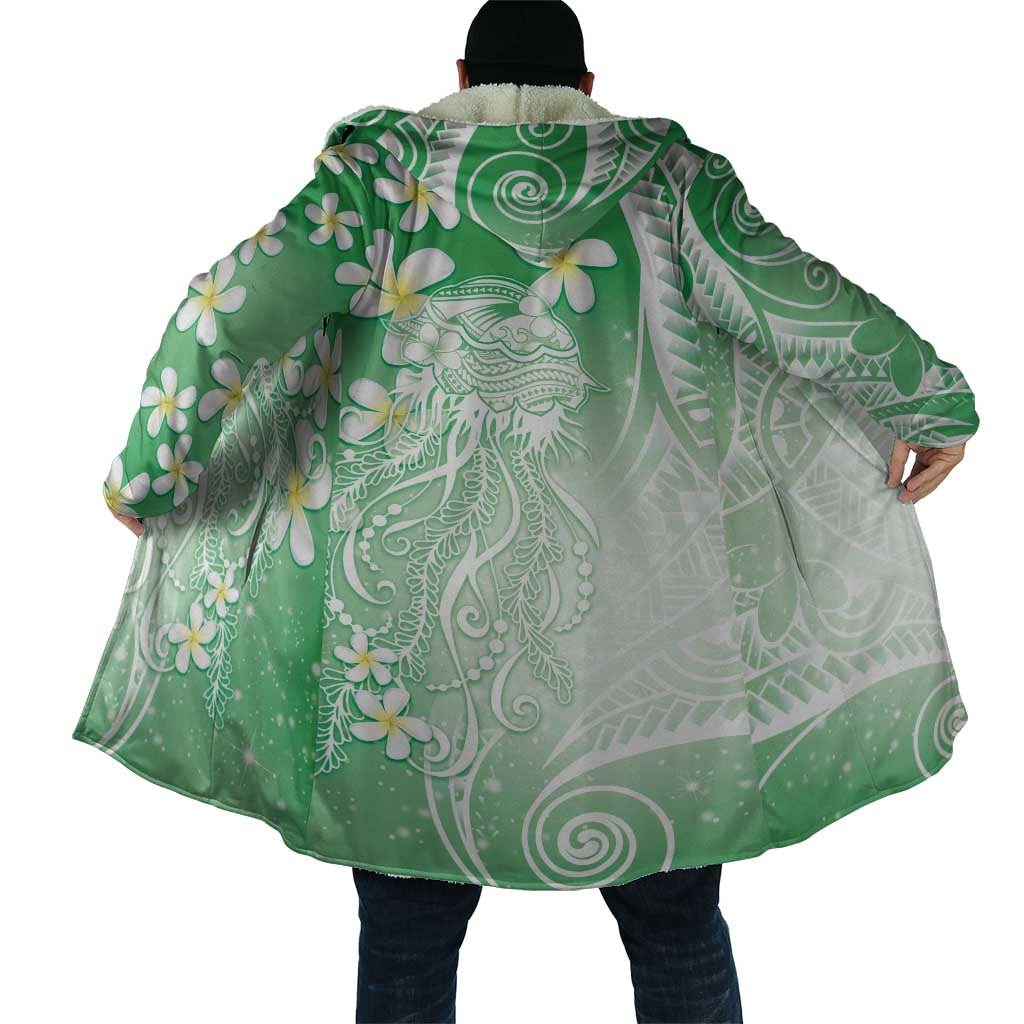 Polynesian Jellyfish Cloak With Plumeria Green LT05 - Polynesian Pride