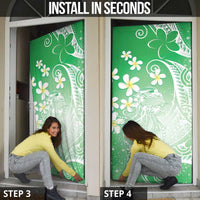 Polynesian Jellyfish Door Cover With Plumeria Green LT05 - Polynesian Pride