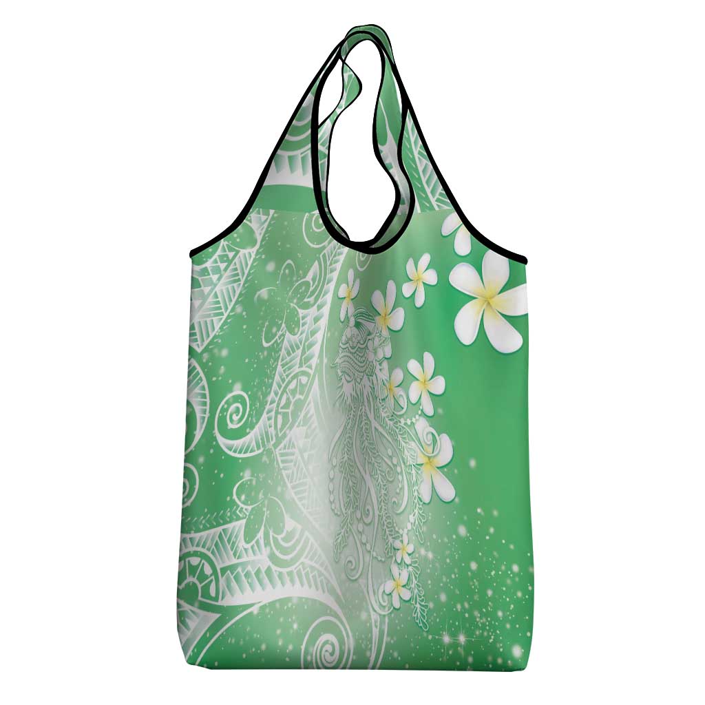 Polynesian Jellyfish Grocery Bag With Plumeria Green LT05 - Polynesian Pride
