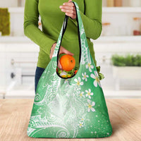 Polynesian Jellyfish Grocery Bag With Plumeria Green LT05 - Polynesian Pride