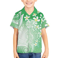 Polynesian Jellyfish Hawaiian Shirt With Plumeria Green LT05 - Polynesian Pride