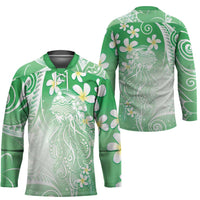 Polynesian Jellyfish Hockey Jersey With Plumeria Green LT05 - Polynesian Pride