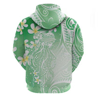 Polynesian Jellyfish Hoodie With Plumeria Green LT05 - Polynesian Pride