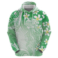 Polynesian Jellyfish Hoodie With Plumeria Green LT05 - Polynesian Pride