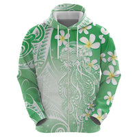 Polynesian Jellyfish Hoodie With Plumeria Green LT05 - Polynesian Pride