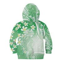 Polynesian Jellyfish Kid Hoodie With Plumeria Green LT05 - Polynesian Pride