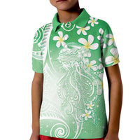 Polynesian Jellyfish Kid Polo Shirt With Plumeria Green LT05 Kid Green - Polynesian Pride