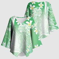 Polynesian Jellyfish Kimono Sleeve Blouse With Plumeria Green LT05 - Polynesian Pride