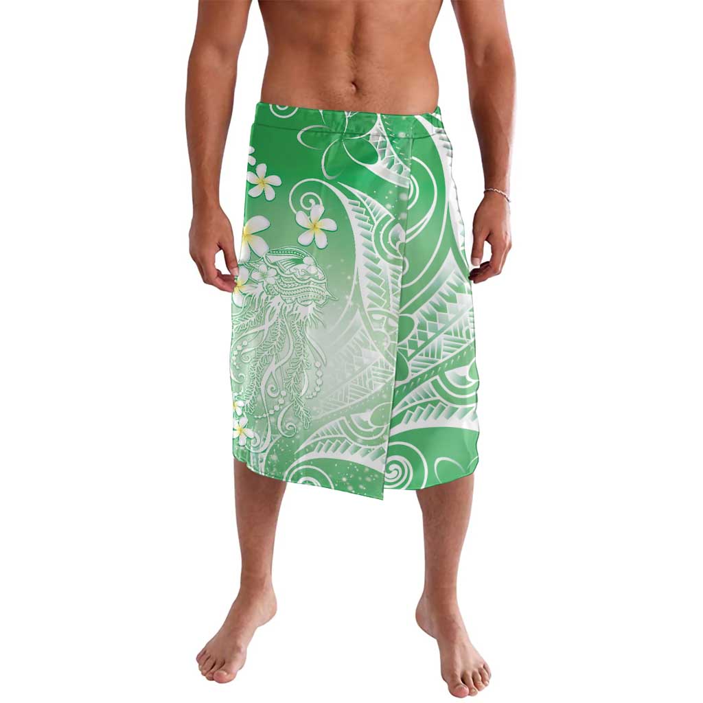 Polynesian Jellyfish Lavalava With Plumeria Green LT05 Green - Polynesian Pride