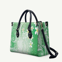Polynesian Jellyfish Leather Bag With Plumeria Green LT05 Green - Polynesian Pride
