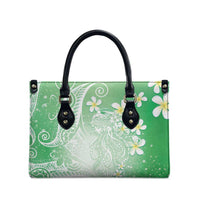 Polynesian Jellyfish Leather Bag With Plumeria Green LT05 - Polynesian Pride