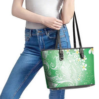 Polynesian Jellyfish Leather Tote Bag With Plumeria Green LT05 - Polynesian Pride