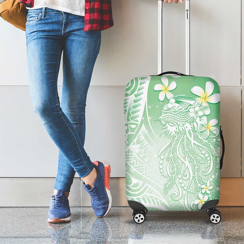 Polynesian Jellyfish Luggage Cover With Plumeria Green LT05 - Polynesian Pride