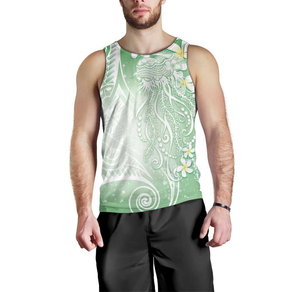 Polynesian Jellyfish Men Tank Top With Plumeria Green LT05 - Polynesian Pride