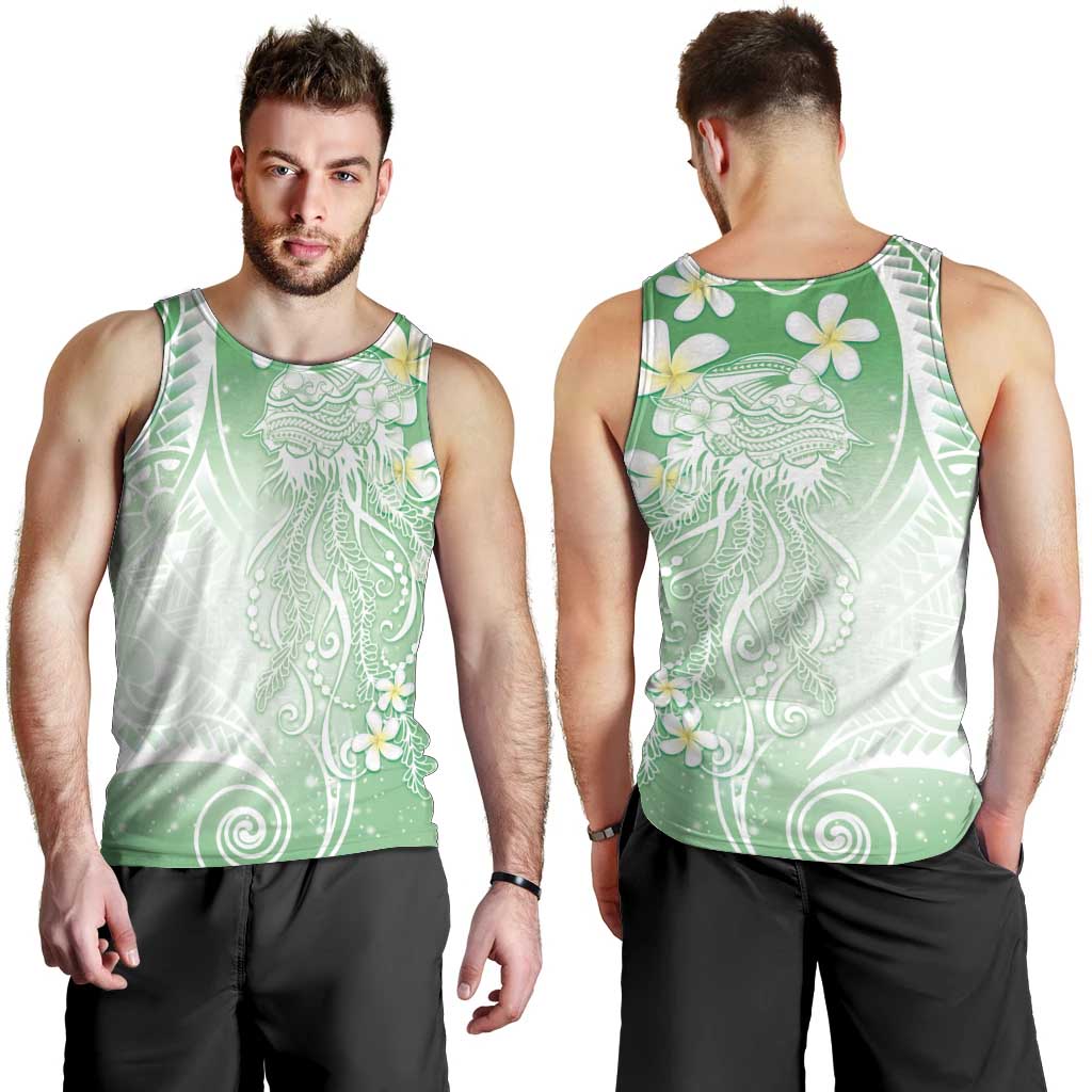 Polynesian Jellyfish Men Tank Top With Plumeria Green LT05 - Polynesian Pride