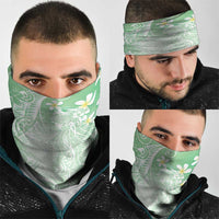 Polynesian Jellyfish Neck Gaiter With Plumeria Green