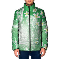 Polynesian Jellyfish Padded Jacket With Plumeria Green LT05 Men Green - Polynesian Pride