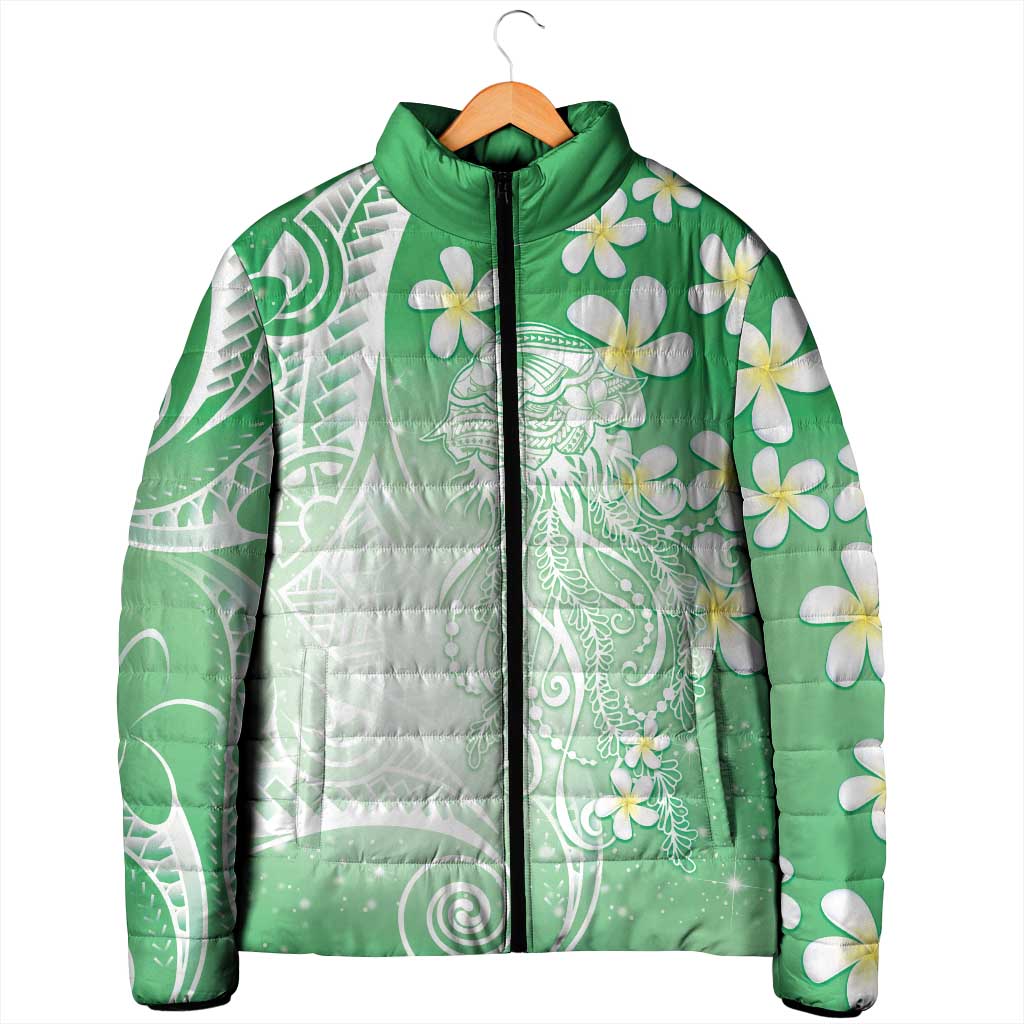 Polynesian Jellyfish Padded Jacket With Plumeria Green LT05 - Polynesian Pride