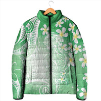 Polynesian Jellyfish Padded Jacket With Plumeria Green LT05 - Polynesian Pride