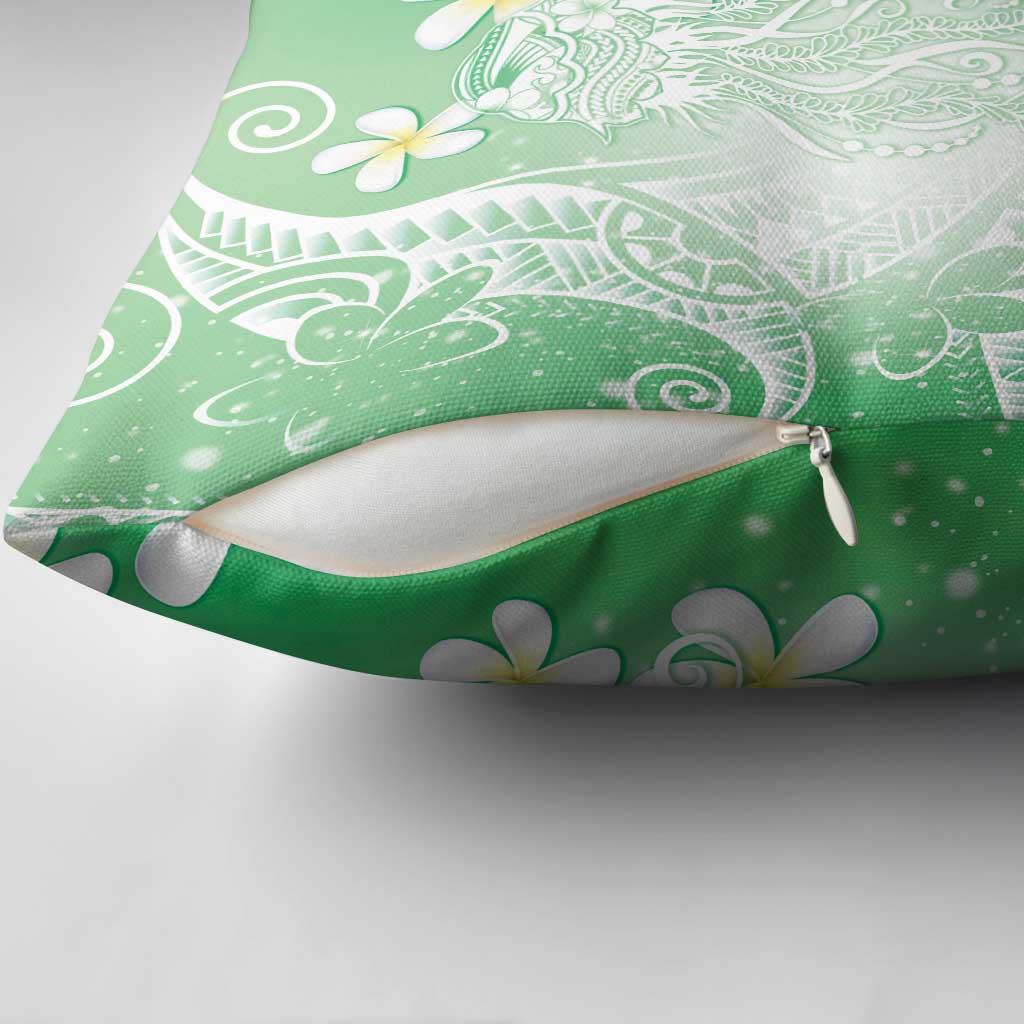 Polynesian Jellyfish Pillow Cover With Plumeria Green LT05 - Polynesian Pride