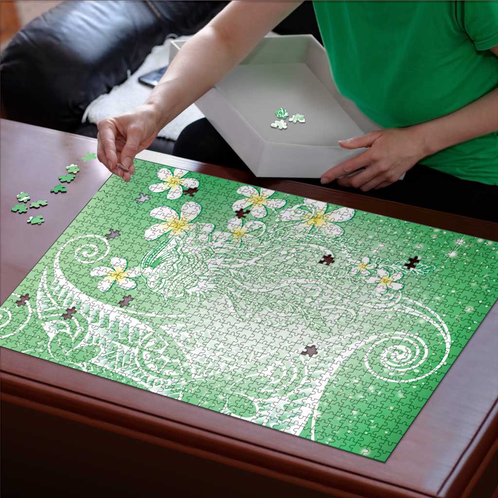 Polynesian Jellyfish Puzzle With Plumeria Green LT05 - Polynesian Pride