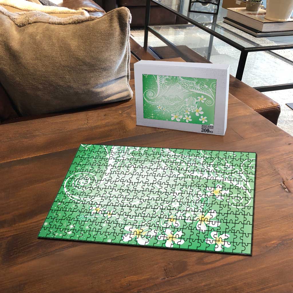 Polynesian Jellyfish Puzzle With Plumeria Green LT05 - Polynesian Pride